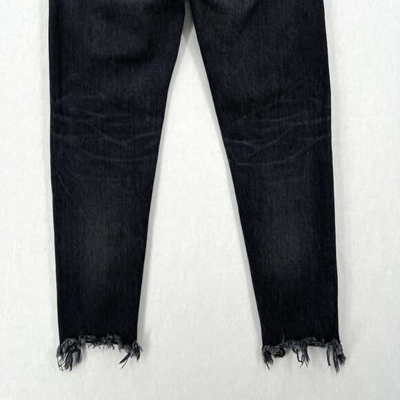 MOUSSY VINTAGE Staley Tapered Straight Leg Jeans Women 26 Black Cropped Distress - Picture 9 of 16